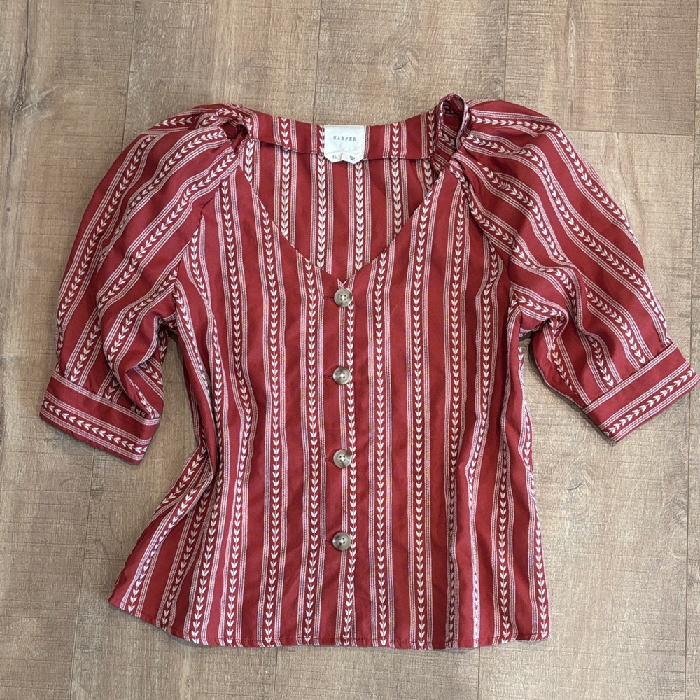 Embroidered print blouse cute